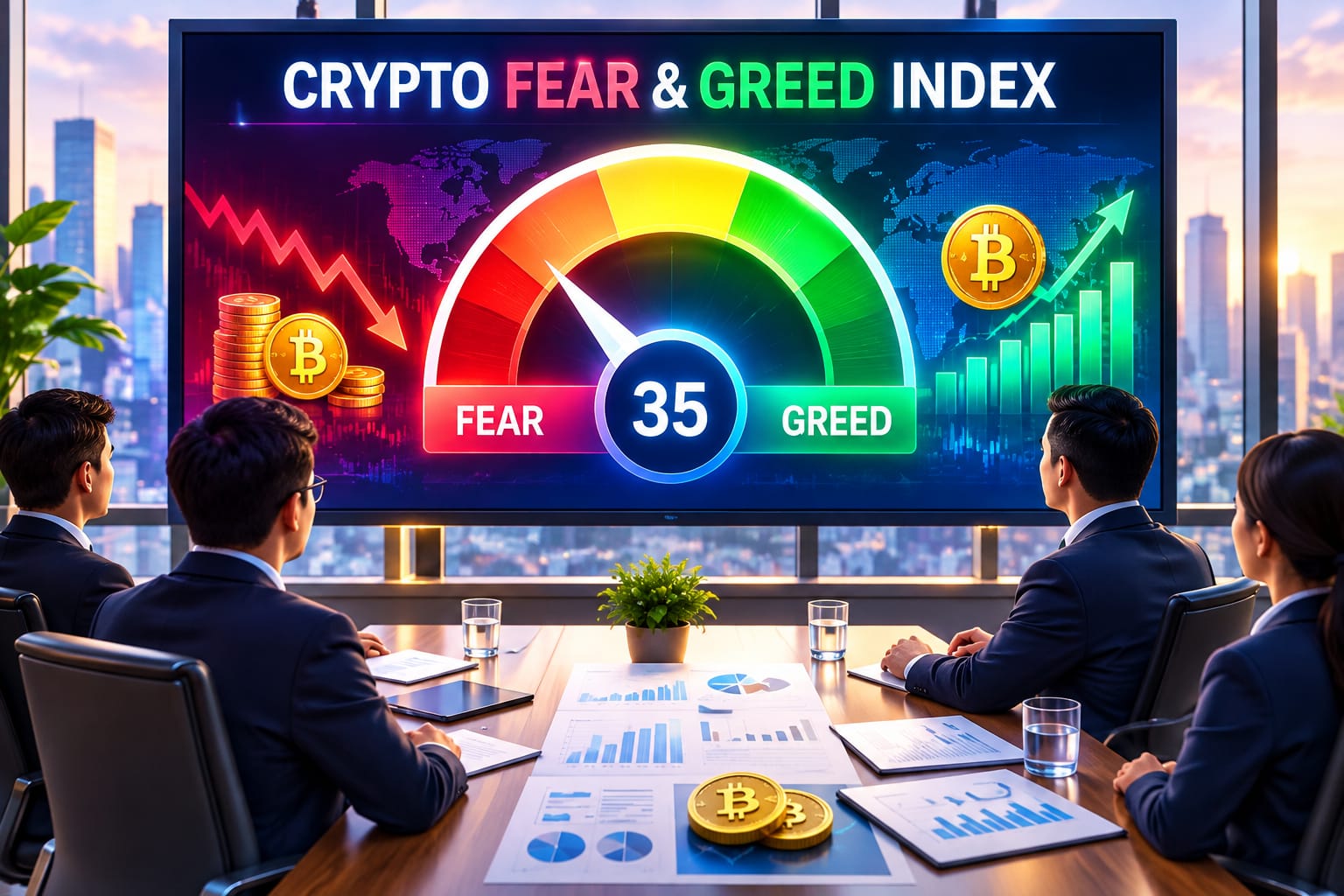 Crypto Fear and Greed Index showing market sentiment and investor behaviour