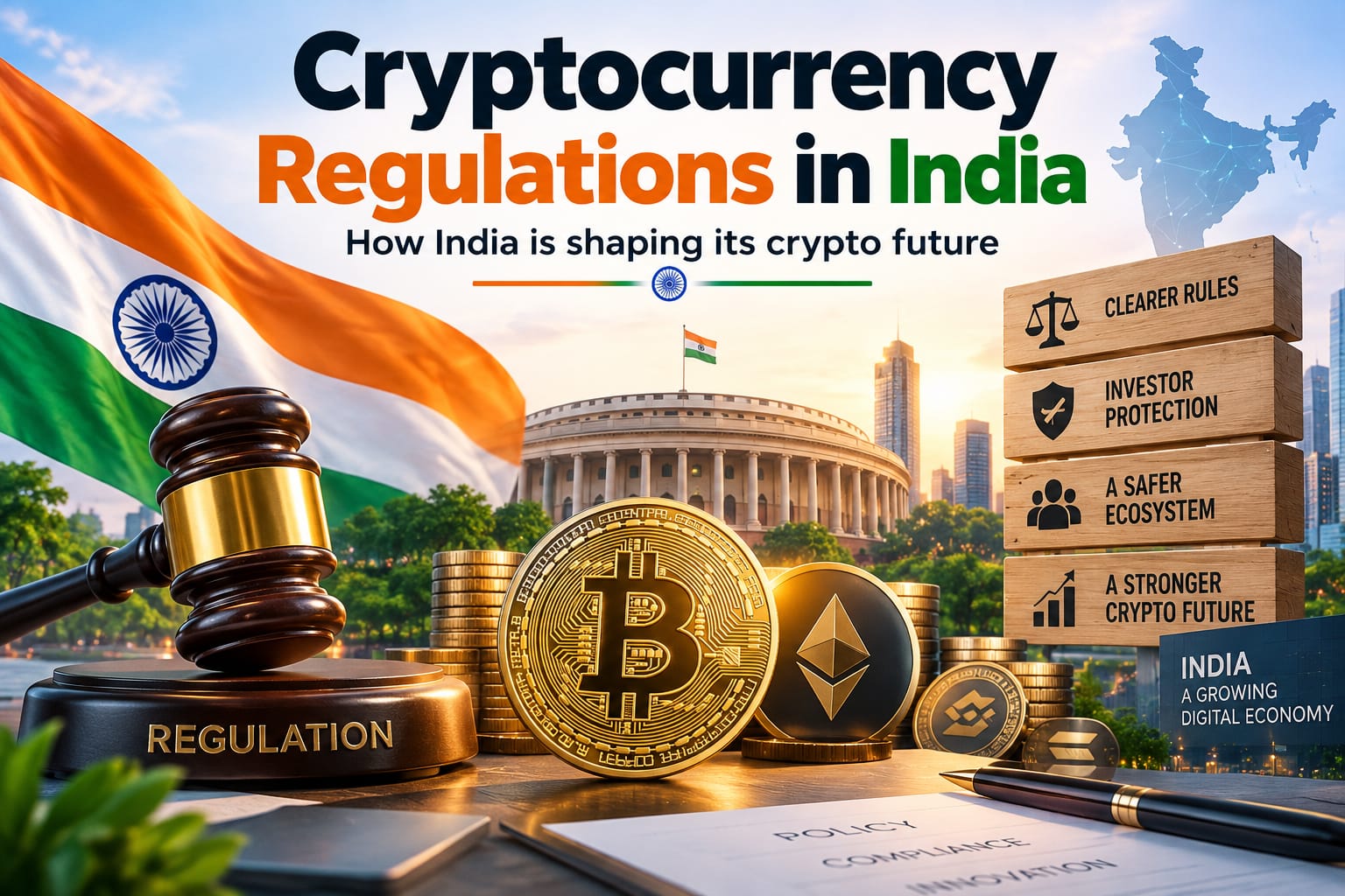 Cryptocurrency Regulations in India showing how India is shaping its crypto future