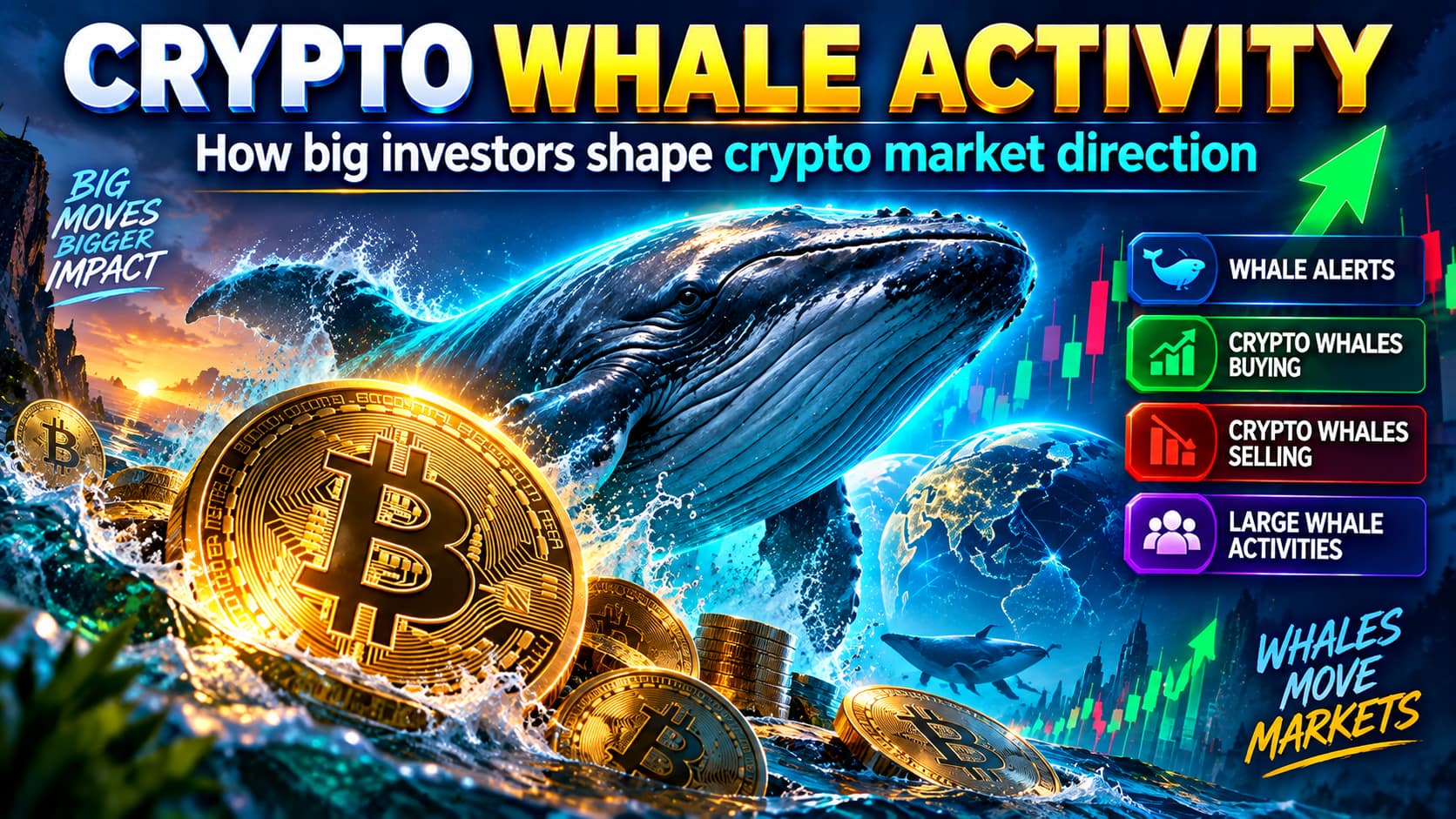 Crypto Whales Activity showing how big investors shape crypto market direction
