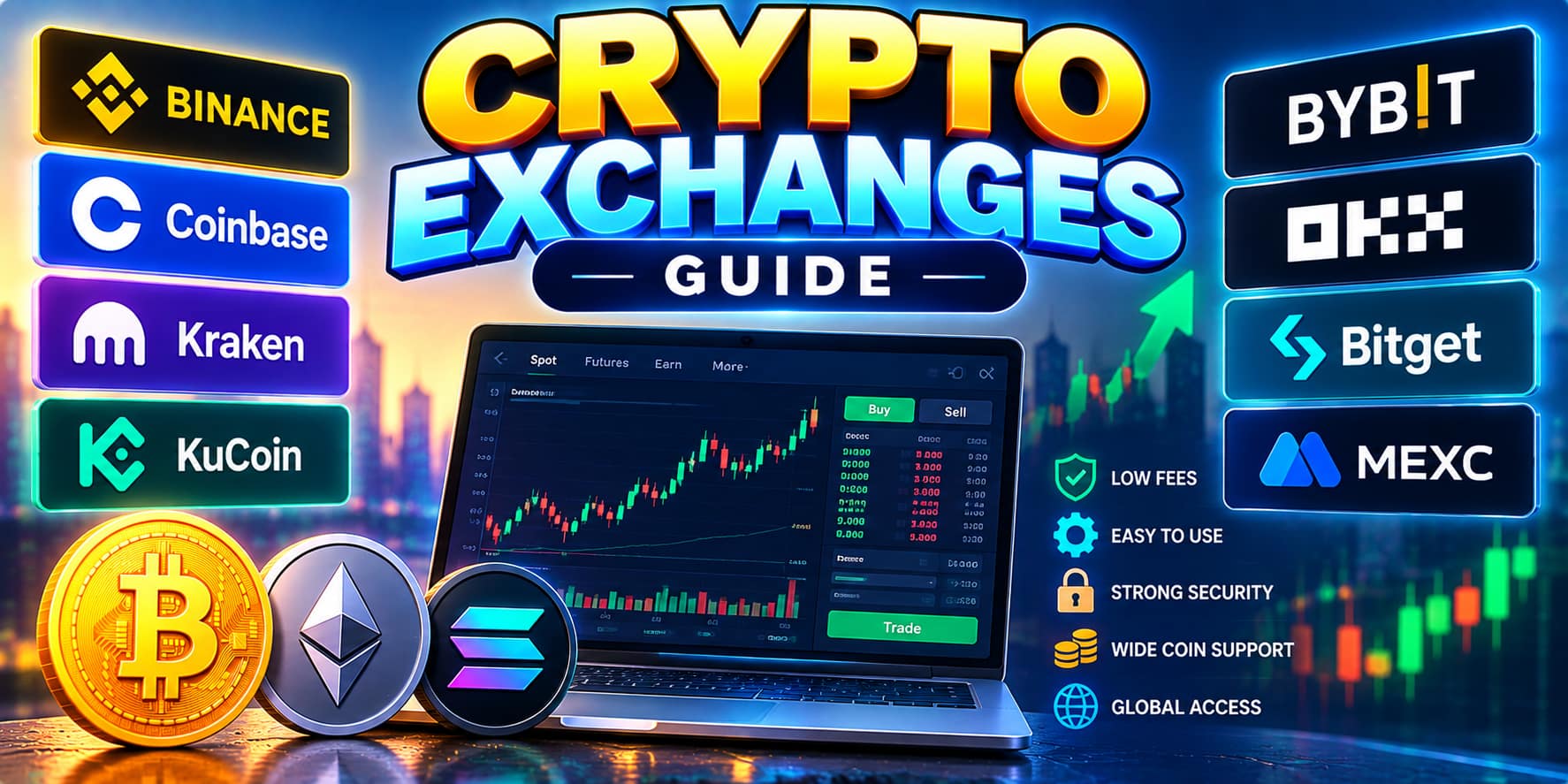 Crypto ecosystem showing exchanges platforms and wallets