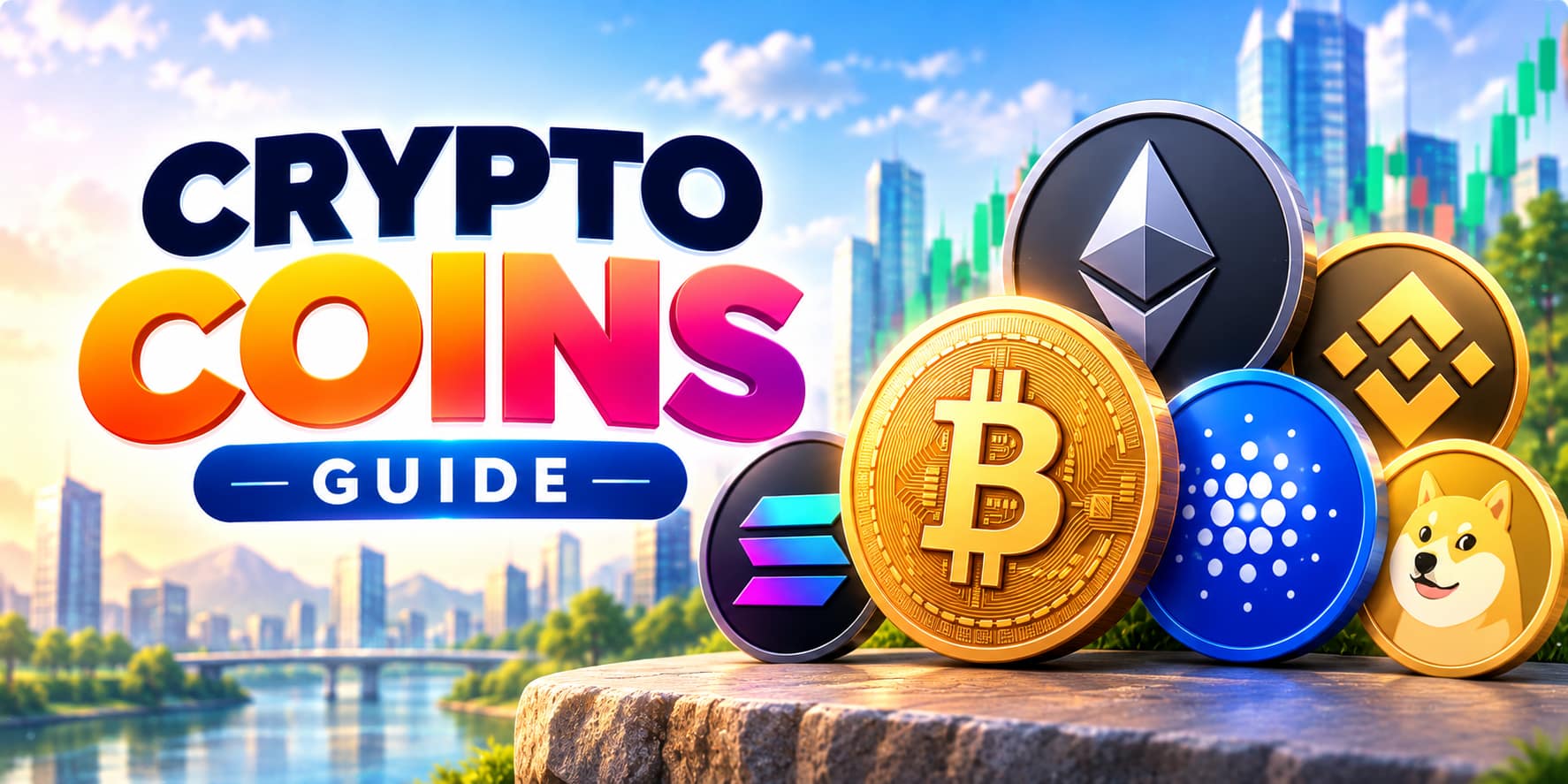 Cryptocurrency coins representing different digital assets