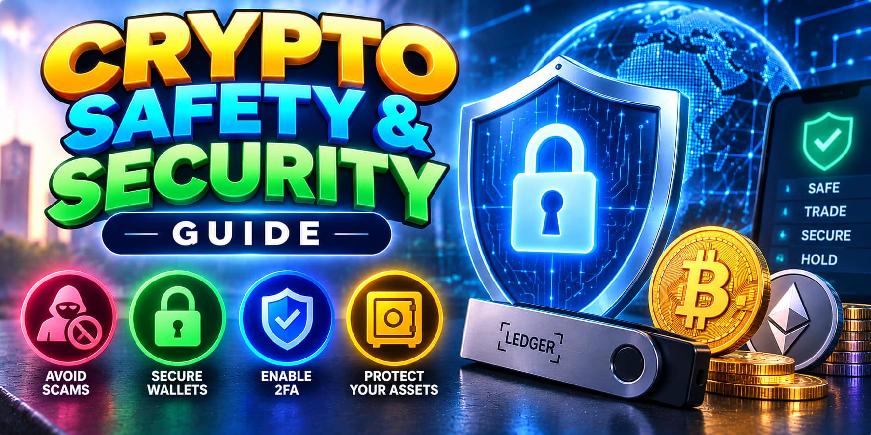 Cryptocurrency security concept with digital asset protection