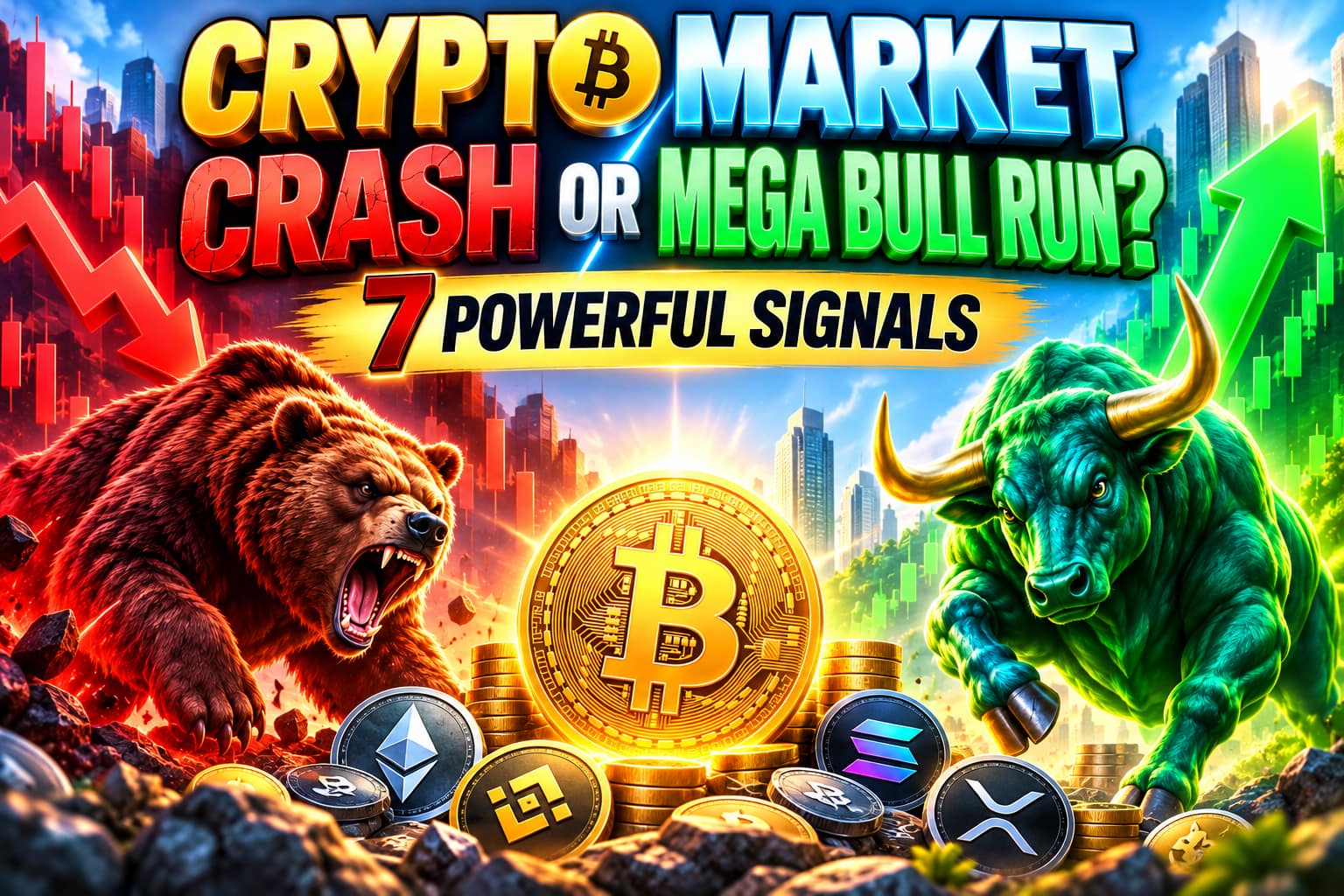 Crypto Market Crash or Mega Bull Run with seven powerful market signals