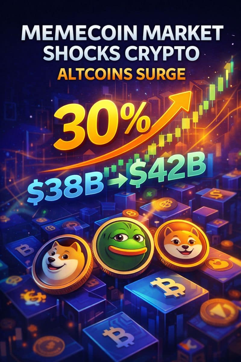 Memecoin market surges 30 percent as altcoin valuation jumps from 38 billion dollars to 42 billion dollars