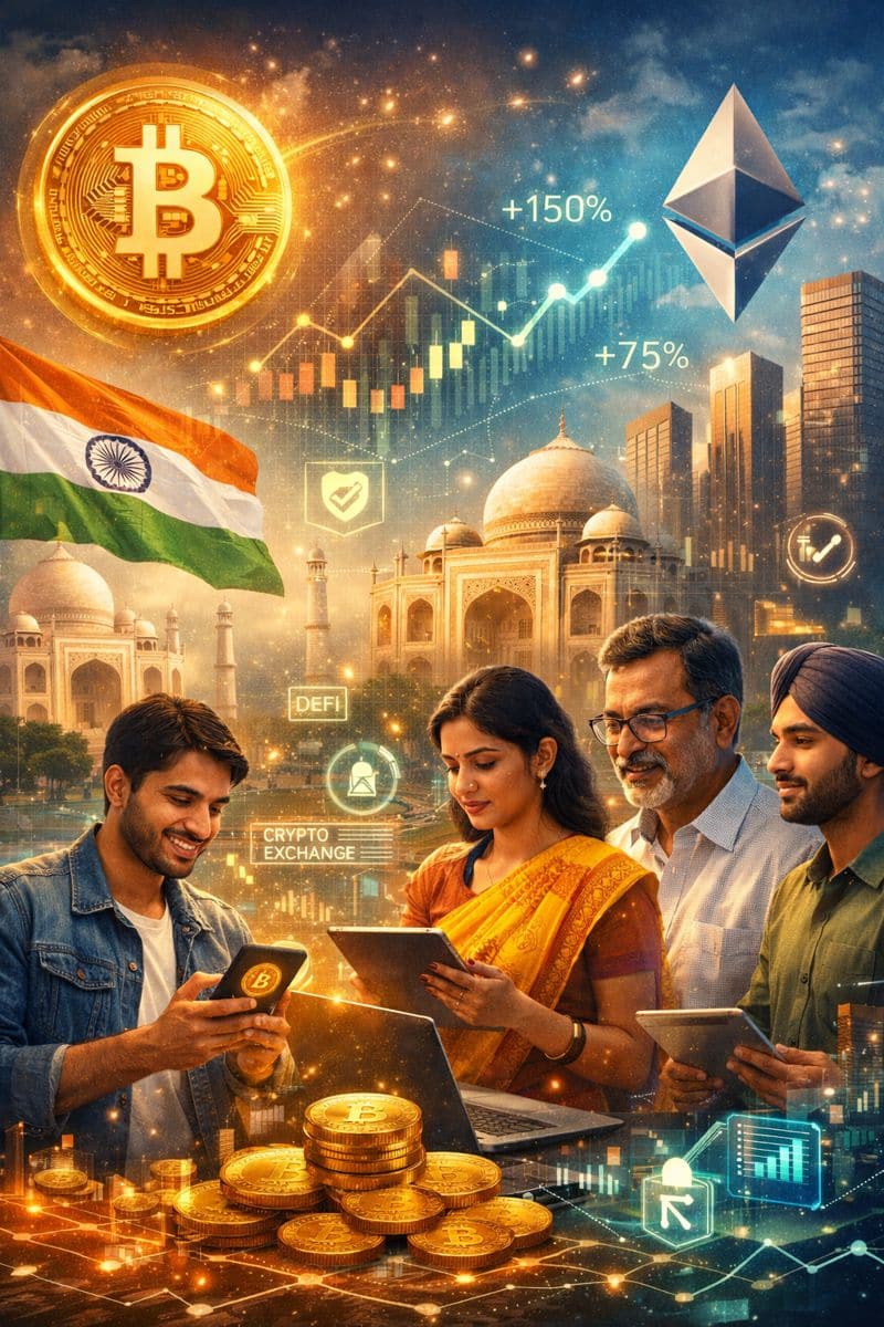 Illustration showing the future of cryptocurrency in India