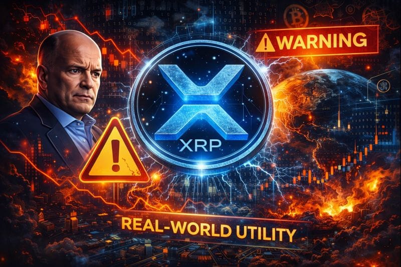 XRP coin with a warning sign showing risk alert for investors