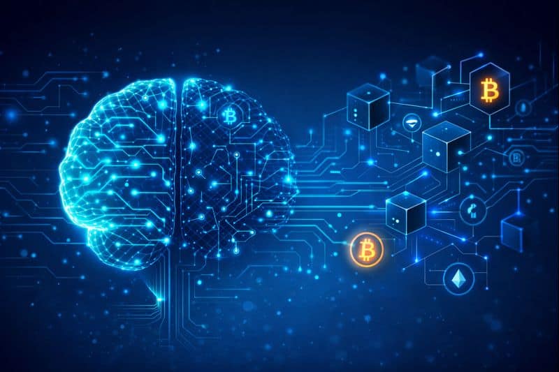 AI and blockchain crypto technology Concept