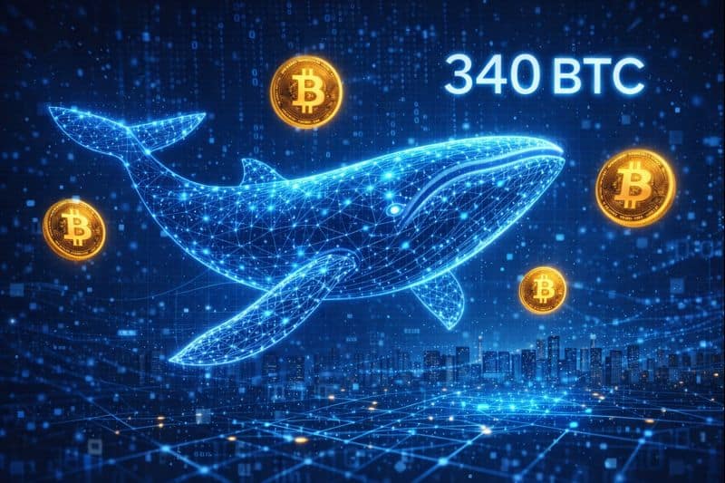 Illustration showing a large Bitcoin symbol moving between digital wallets, representing anonymous BTC transfer activity.