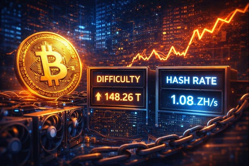 bitcoin mining difficulty slightly increases with rising network hash rate