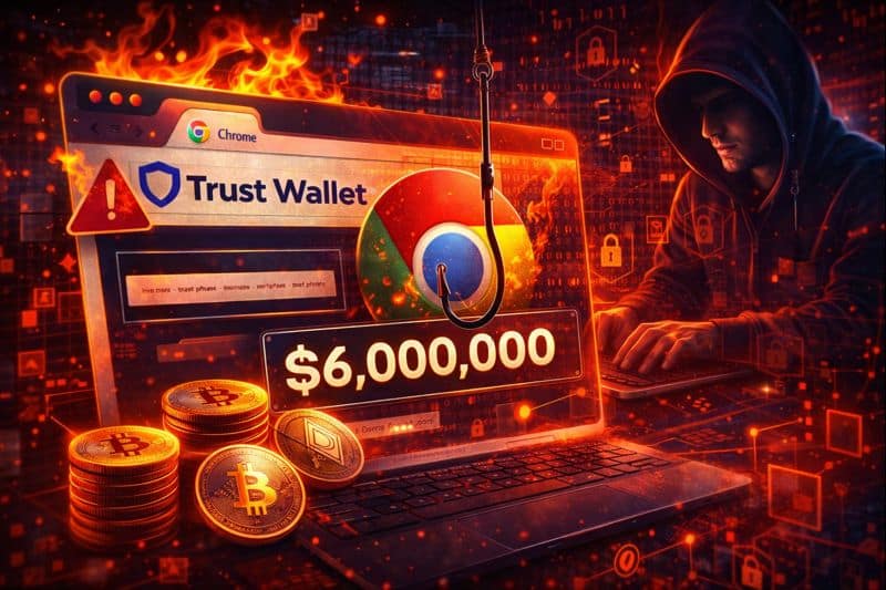 Trust Wallet Chrome extension hack showing stolen crypto and security breach