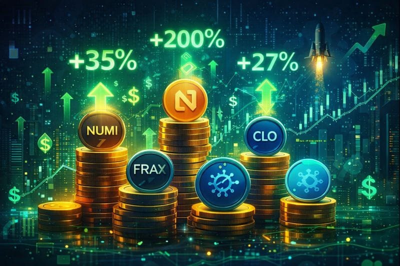 Illustration showing low-cap altcoins posting strong price gains